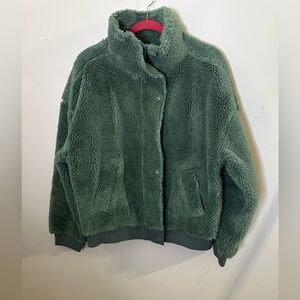 Alo yoga Varsity jacket in teal women’s sz Small